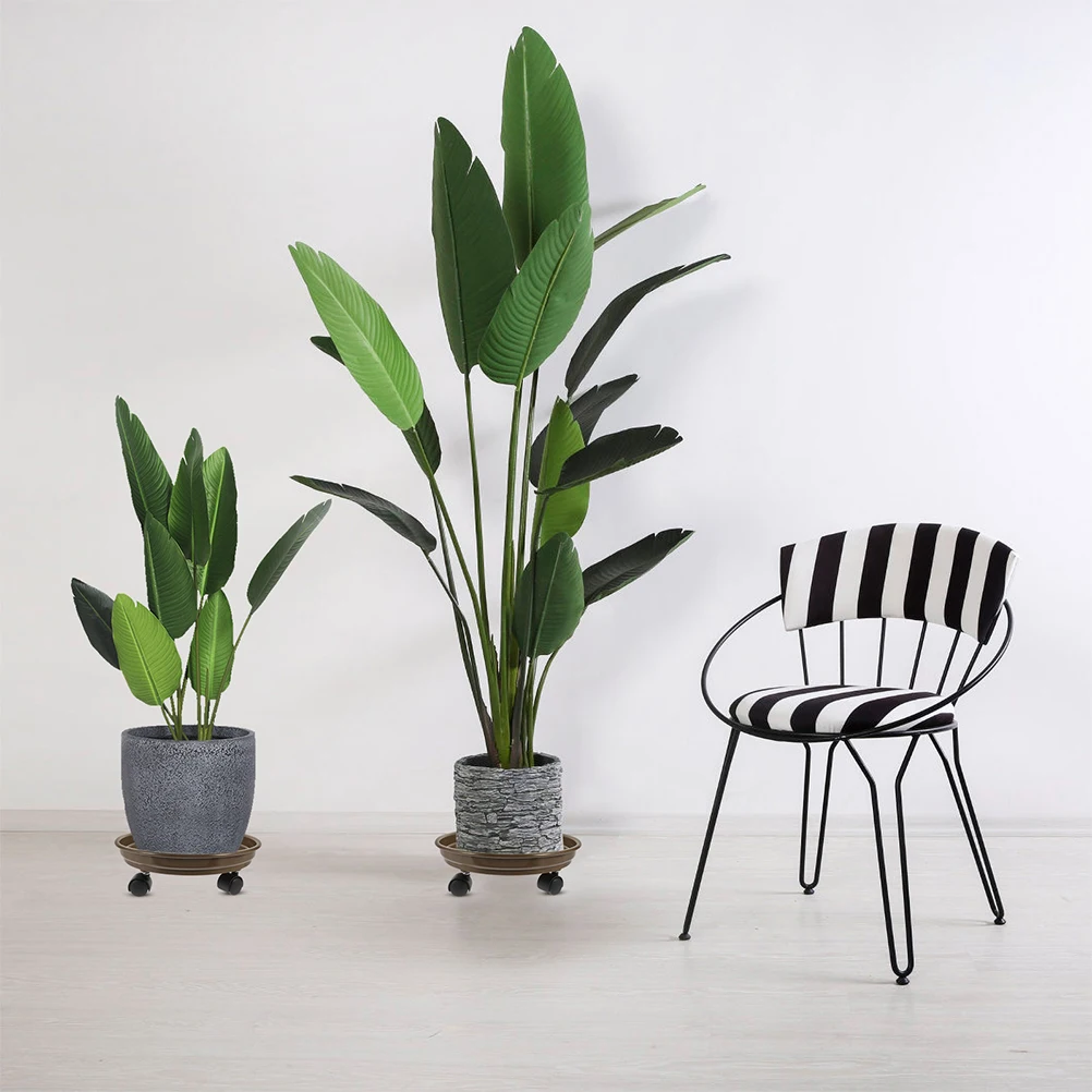 

Plant Pallet with Wheels Round Flower Pot Mover Outdoor Planter Trolley Tray Rolling Plant Stand for Garden Balcony Patio