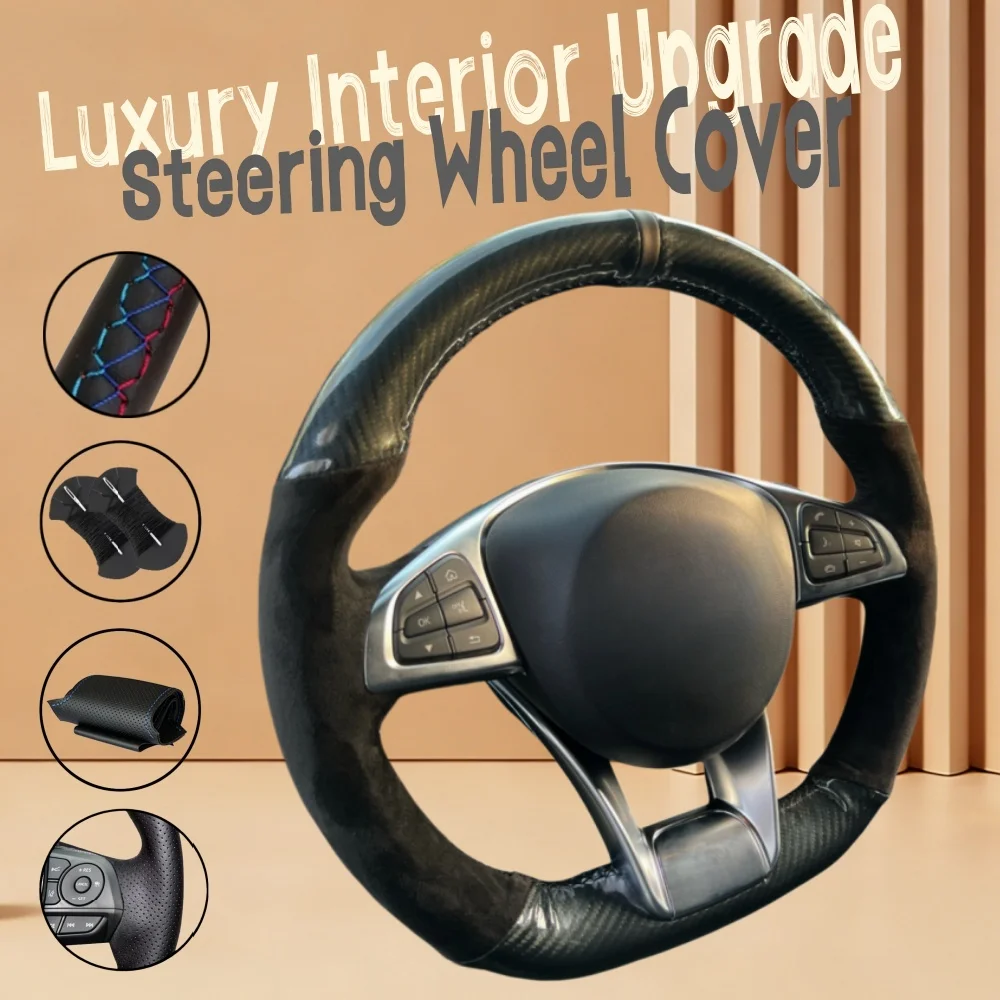 

Customiz Suede Carbon Fiber Leather Car Steering Wheel Cover W176 W205 C117 218 X218 Steering Wrap Cover For Mercedes Benz W246