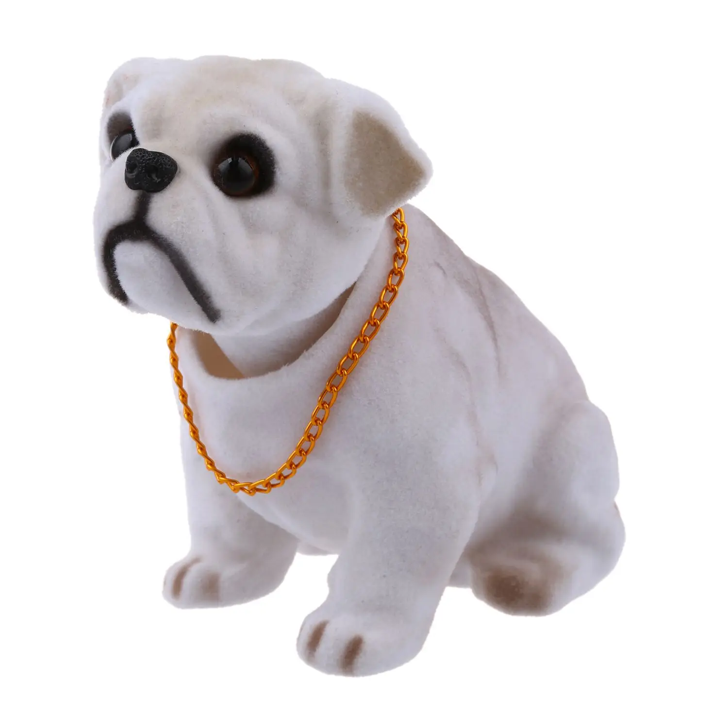 White Light Gray Shaking Head Nodding Bulldog Dog Decoration for Car