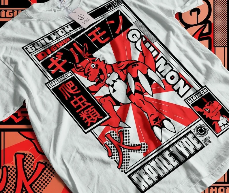 Guilmon T-shirt Jyarimon Gigimon Shirt Gullmon Growlmon Orange WarGrowlmon Orange Takato Matsuki