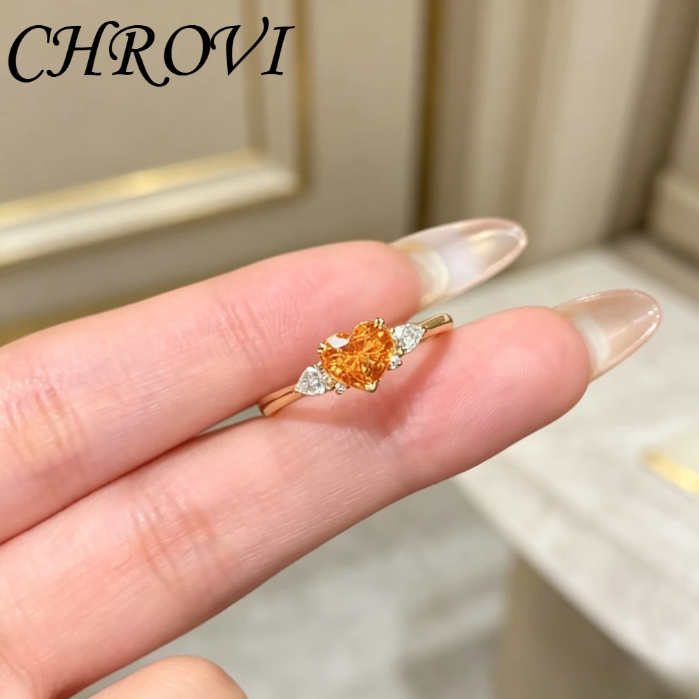 Luxuriöser 925 Sterling Silber Goldener Morganit-Orangefarbener Herzförmiger Ring - Herzförmiger Edelstein Fendra Steinring für Damen – Detail 1