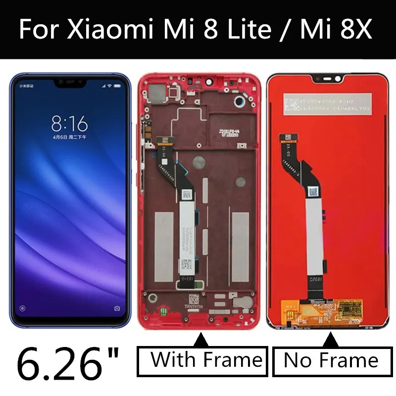 6.26  lcd For XiaoMi Mi 8 Lite / Mi 8X  LCD Display Touch Screen Digitizer Assembly Replacement For xiaomi mi 8 Youth LCD