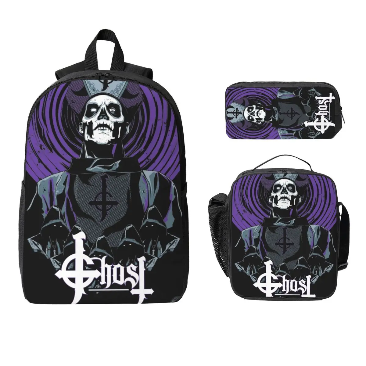 

Rock Band Ghost BC Backpack Student Boys Girls BookBag School Bag Computer Shoulder Bags 3ps Insulated Lunch Bag Pencil Case