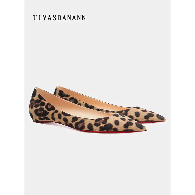 

new sexy mature lady style leopard print flat shoes women's pointed toe comfortable inner heightening large size single shoes