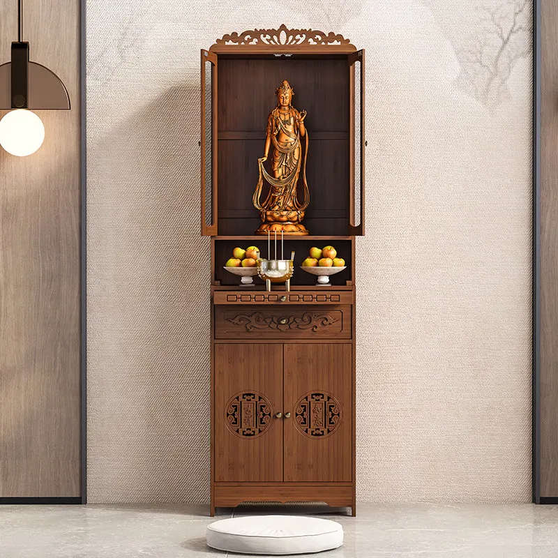 LMM, New Chinese Vertical Cabinet for Table Home Modern Light Luxury Small Guanyin Buddha Statue Cabinet
