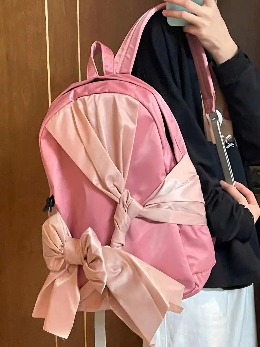 2023 Ransel Wanita Fashion Baru Tas Bahu Pita Ceruk In Ransel Desain Simpul Anak Perempuan Harajuku Tas Sekolah Siswa Perempuan