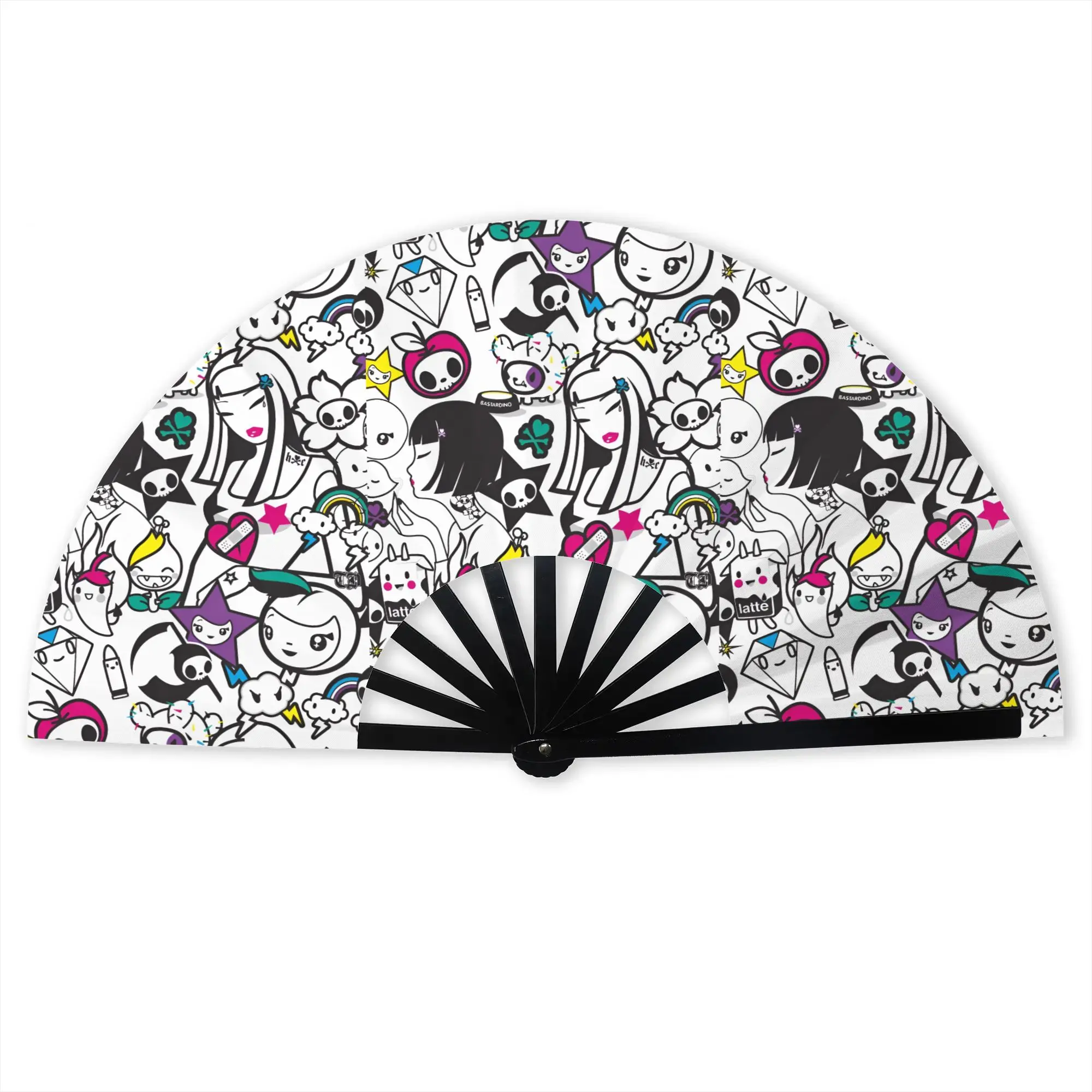 Customized T-Tokidokises Anime Portable Pocket Fan Outdoor  Polyester Folding Fan Chinese Dance Handheld Cooling Fans