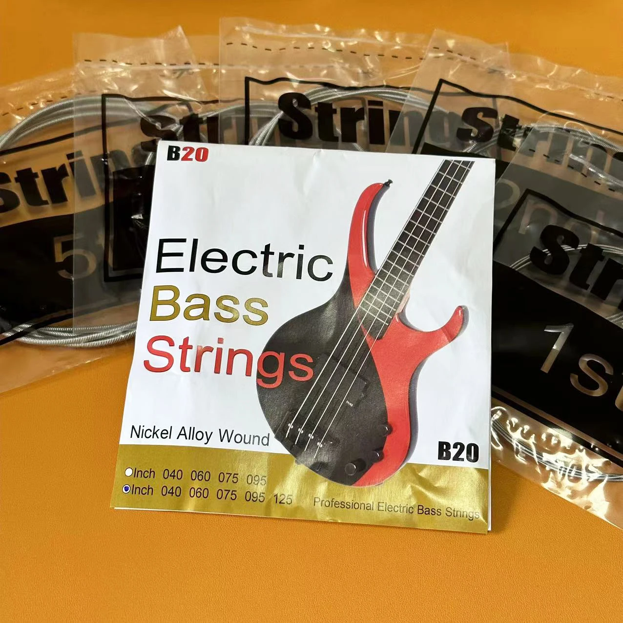 B20 Nickel Alloy Wound Electric Bass Strings Set Plated High-carbon Steel Nickel-Plated Ball-End Long Scale Light (40-95/40-125)