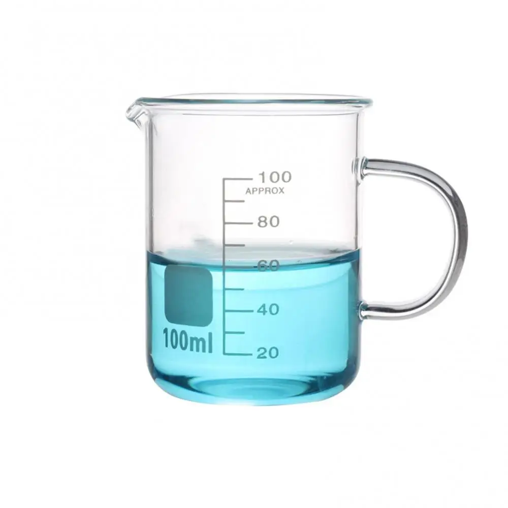 50/100/250/500 Beaker Glass Measuring Cup 1000ml Kitchen Lab Laboratory Flask High Temperature Resistant Glass Scale Beaker