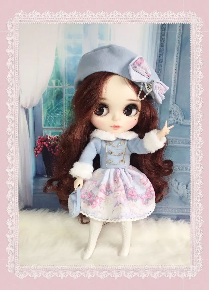 Blythe clothes 1/6  30cm Lolita Winter Dress 3-piece set bjd toys dress (Fit for Pullip,Ob24, Licca)