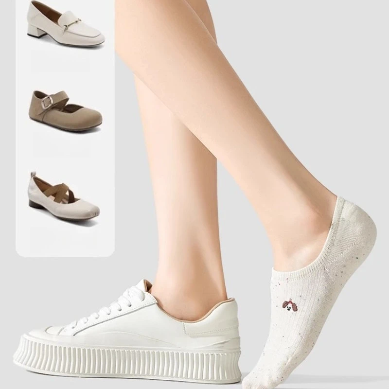 Women's Summer Thin Non-slip No-show Socks Ins Trendy Japanese Style Cute Animal Pattern Spot Yarn Kawaii Casual Low-Cut Socks view 5