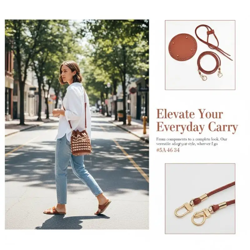 Bucket Bag Base 3Pcs PU Leather Bag Bottom Handmade Set with Shoulder Strap for DIY Tote Handbag Crafts