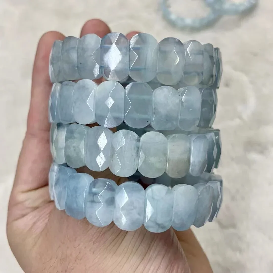 Hot Sale Stone Bracelet Natural Aquamarine Stone 7x14mm Bracelets For Women Men Simple Energy Academic Magnetic Field Jewelry