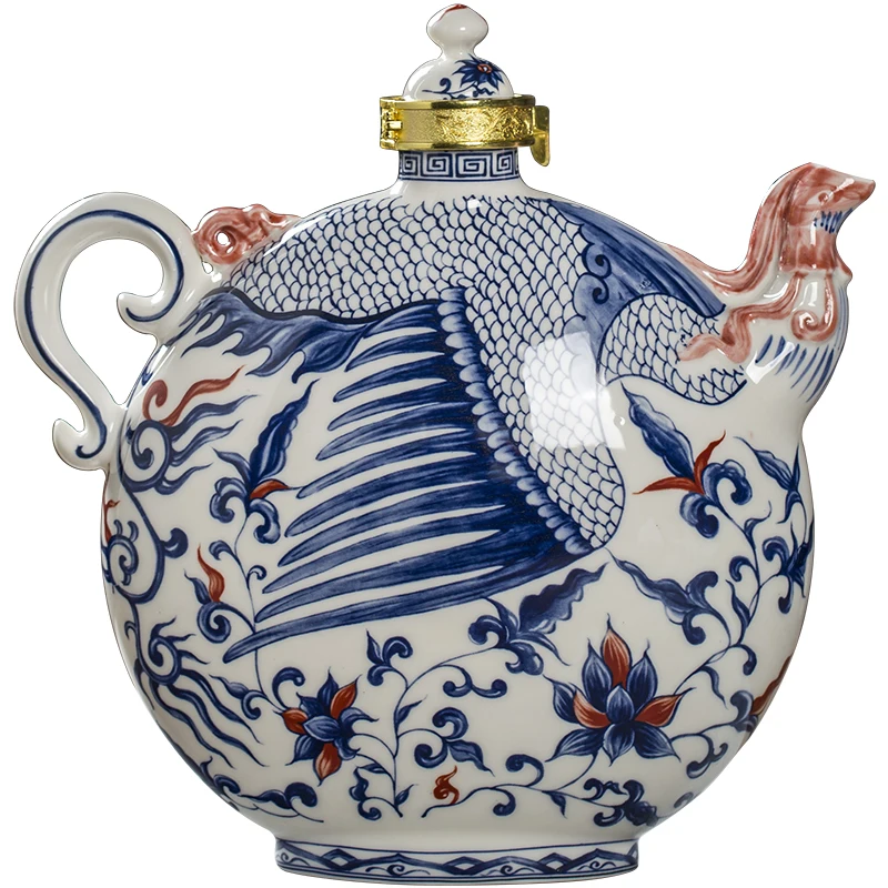 

Керамический горшок для вина в подарочной упаковке, бытовой набор из 3 фунтов, креативный герметичный набор для синего и белого вина в стиле ретро.