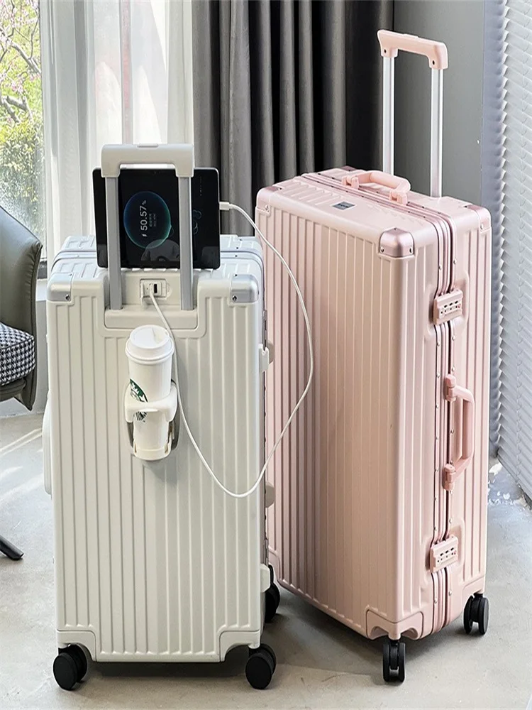 

White Aluminum Frame Lage 20 Inch Pull Rod Travel Suitcase Anti-Scratch 24 Inch All-Match Wheel Internet Celebri ex