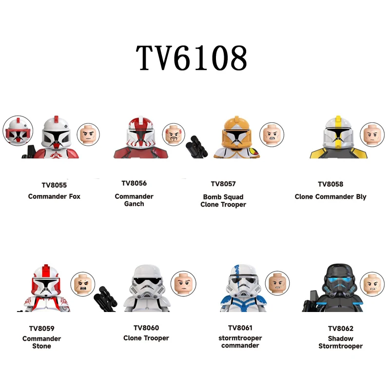 Blocos de Construção Stormtrooper Brinquedos, TV6108, Sombra, Comendador, Raposa, Comandante, Ganch, Bomba, Esquadrão, Clone, Estatuetas