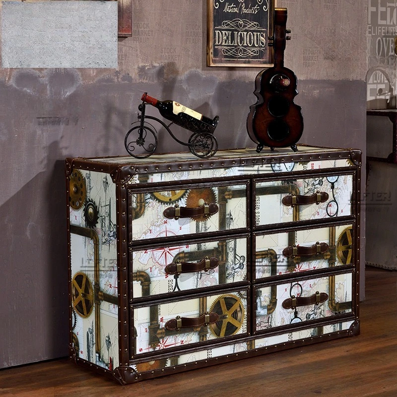 

Industrial style six chest, bar cafe side cabinet clothing store