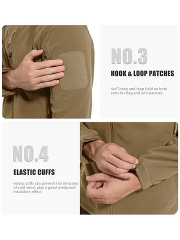 MAGCOMSEN Herr Fleecejacka med Huva Vinter Termisk Träningsjacka Hel Dragkedja 6 Fickor Tjock Vindtät Friluftskläder 10 best sales 6-ficksjacka för män - №2