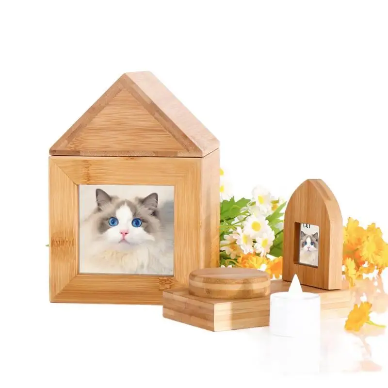 

Cat Dog Memorial Box Pet Wooden Case Can Solid Wood Photo Frame Wood Pets Urn Boxes Gift