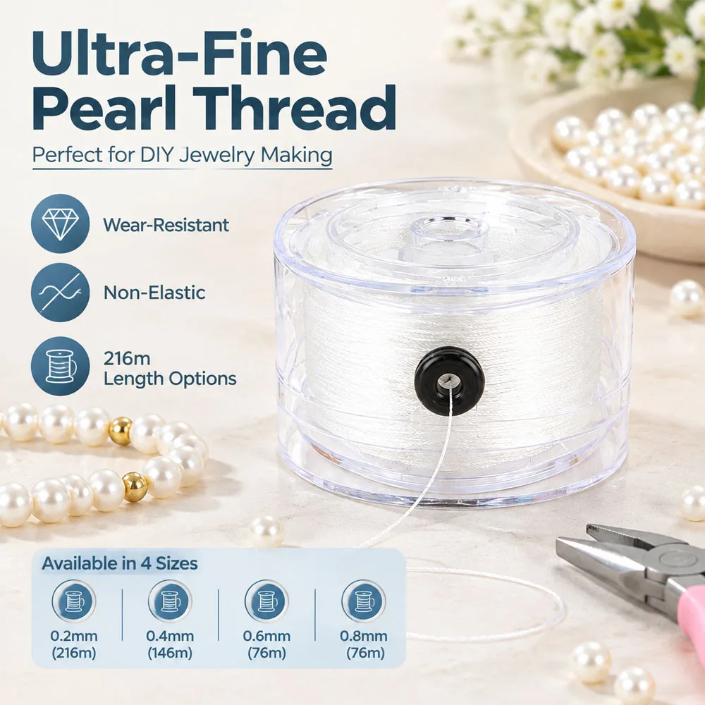 1Set Fine Pearl Thread Wear-Resistant Non-Elastic String Necklace Bracelet DIY Pendants Craft