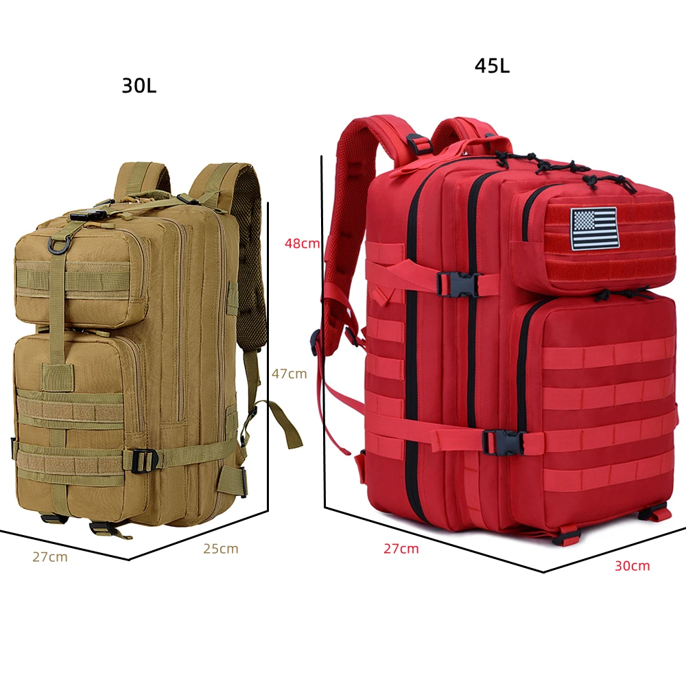 45L Tactical 3P Backpack Bag 30L 3 Days Outdoor Backpack Waterproof Climbing Rucksack Camping Hiking Bag Mochila