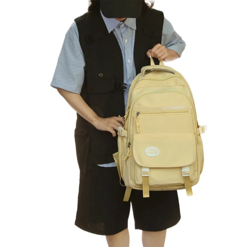 Mochila nailon delicada para adolescentes, bolso escolar espacioso, mochila para estudiantes con mochila para ordenador y