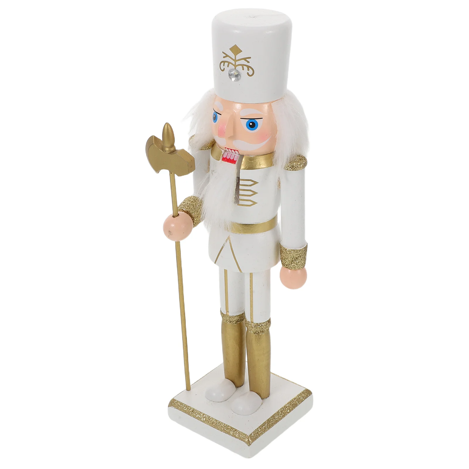 

25Cm Traditional Nutcracker Craft Ornament Rustic Wooden Holiday Decor for Living Room Study Christmas Display