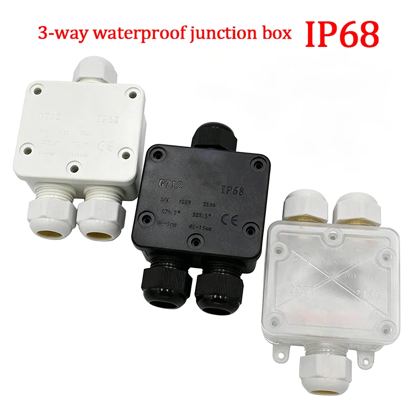 

3 Way Plastic Waterproof External Electrical Junction Box Wire Connector IP68 Junction Cable Box For Outdoor External Wiring