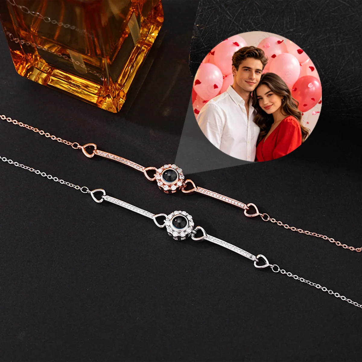

Custom Color Picture Projection Bracelet Round Valentine's Day Mother's Day Birthday Exquisite Gift For Girlfriend Mother Friend