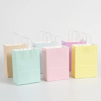 Sacs cadeaux en papier Macaron, 6 pièces, sacs d'emballage de bonbons, sacs de friandises pour fête d'anniversaire pour enfants, décoration de réception-cadeau pour bébé, fournitures de mariage