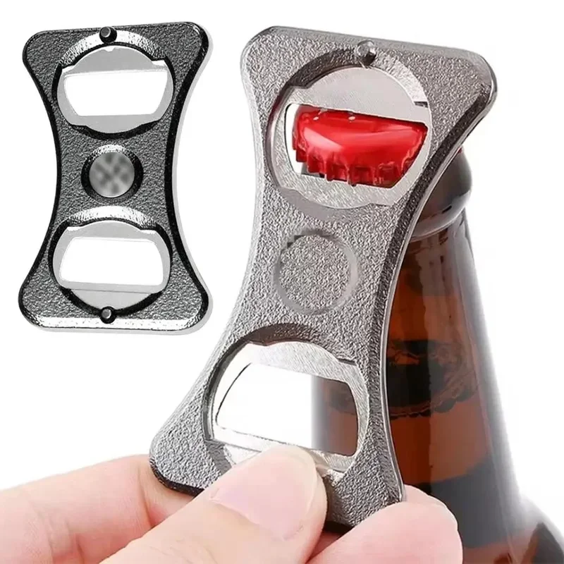 Abridor de Garrafas Portátil de Aço Inoxidável Dupla Face Multifuncional com Divisor de Copos para Cervejas e Bebidas