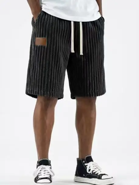 2025 Neue Herren Retro Cord-Freizeithosen Herren Mode Einfarbige Jogginghosen Harajuku Cord-Kurzhosen Neue Herrenkleidung Roupas – Detail 5
