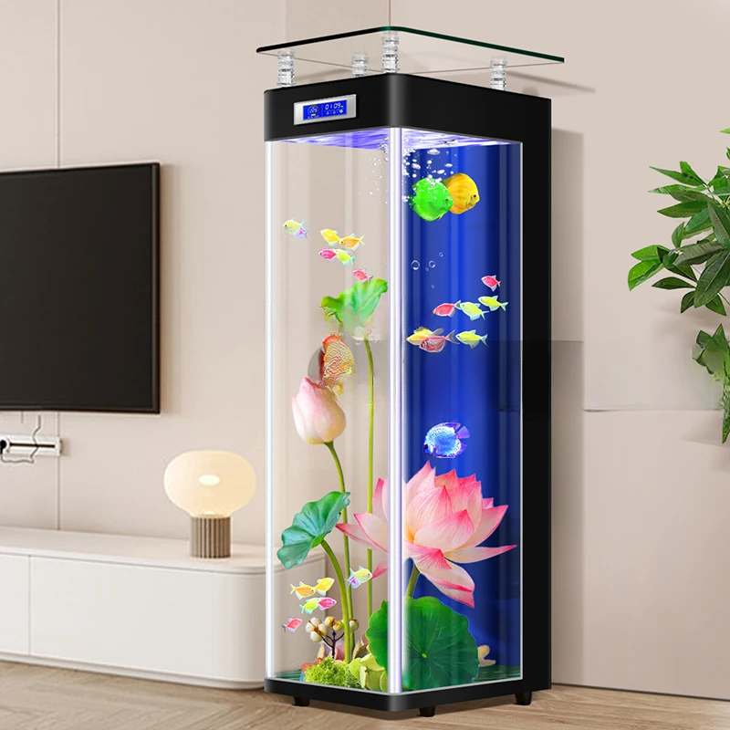 Light Luxury Fish Tank New Living Room Small Floor Vertical Fish Globe Change Water Ecological Aquarium