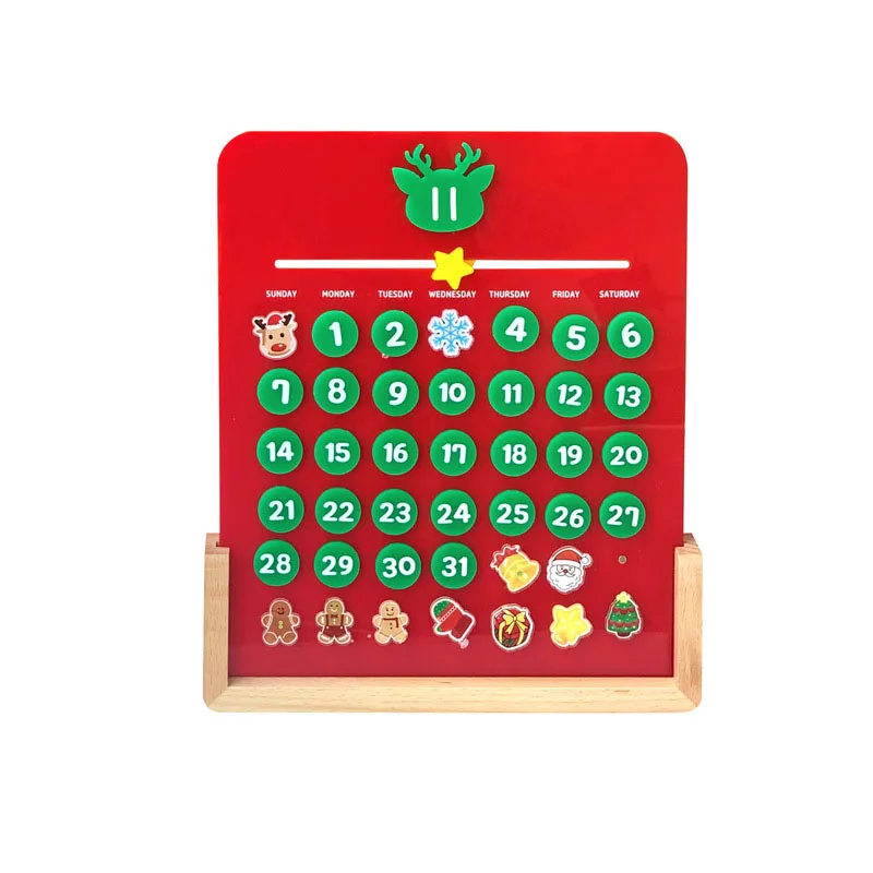 Acrylic Christmas Calendar Simple And Creative U-shaped Beech Base Perpetual Calendar Cute Gift Tabletop Ornament