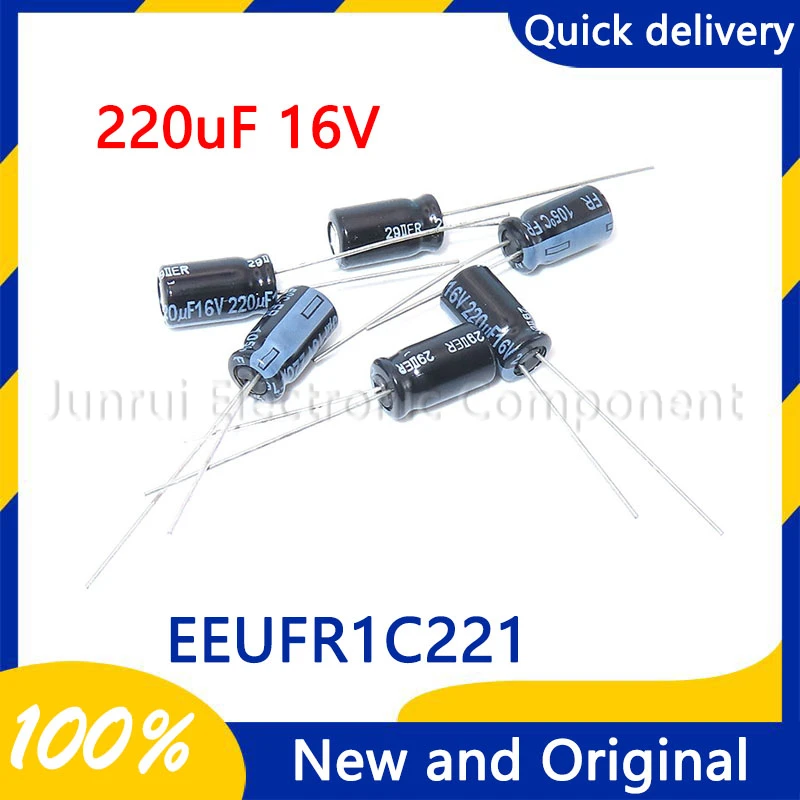 10PCS/LOT EEUFR1C221 220uF 16V 6*11 Direct-Inserted Aluminum Electrolytic Capacitor Electronic Component  Integrated Chip New