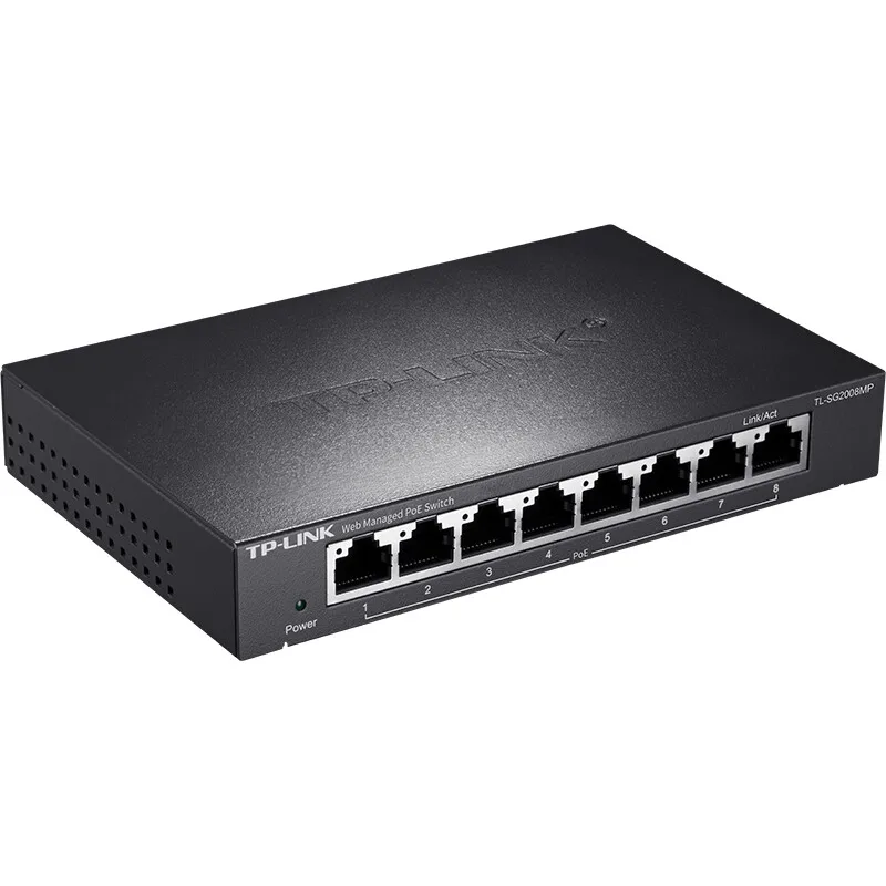 TP-LINK 8-Port Gigabit PoE Switch with 8 10/100/1000Base-T RJ45 Ports, IEEE 802.3af/at, 67W Max Power TL-SG2008MP