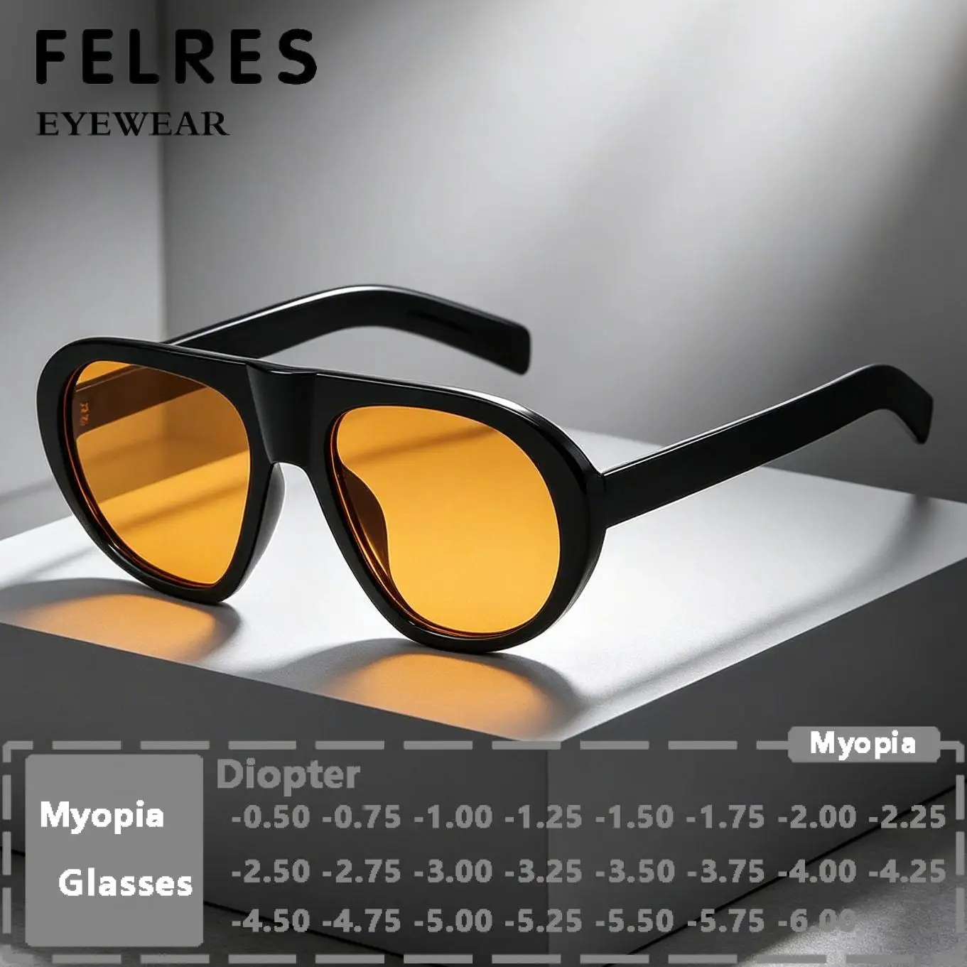 pilot-thick-frame-tinted-myopia-sunglasses-men-women-trendy-shade-drive-finished-nearsighted-eyewear-customize-negative-diopter