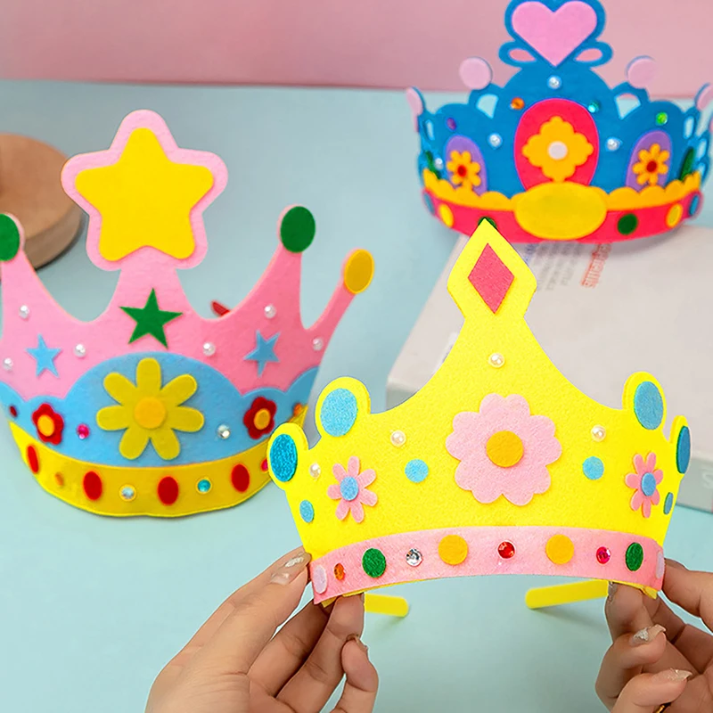 

DIY Handmade Crafts Puzzle Toy Crown Creative Paper Sequins Flowers Stars Patterns Toys For Kids Children Art Party Decorations