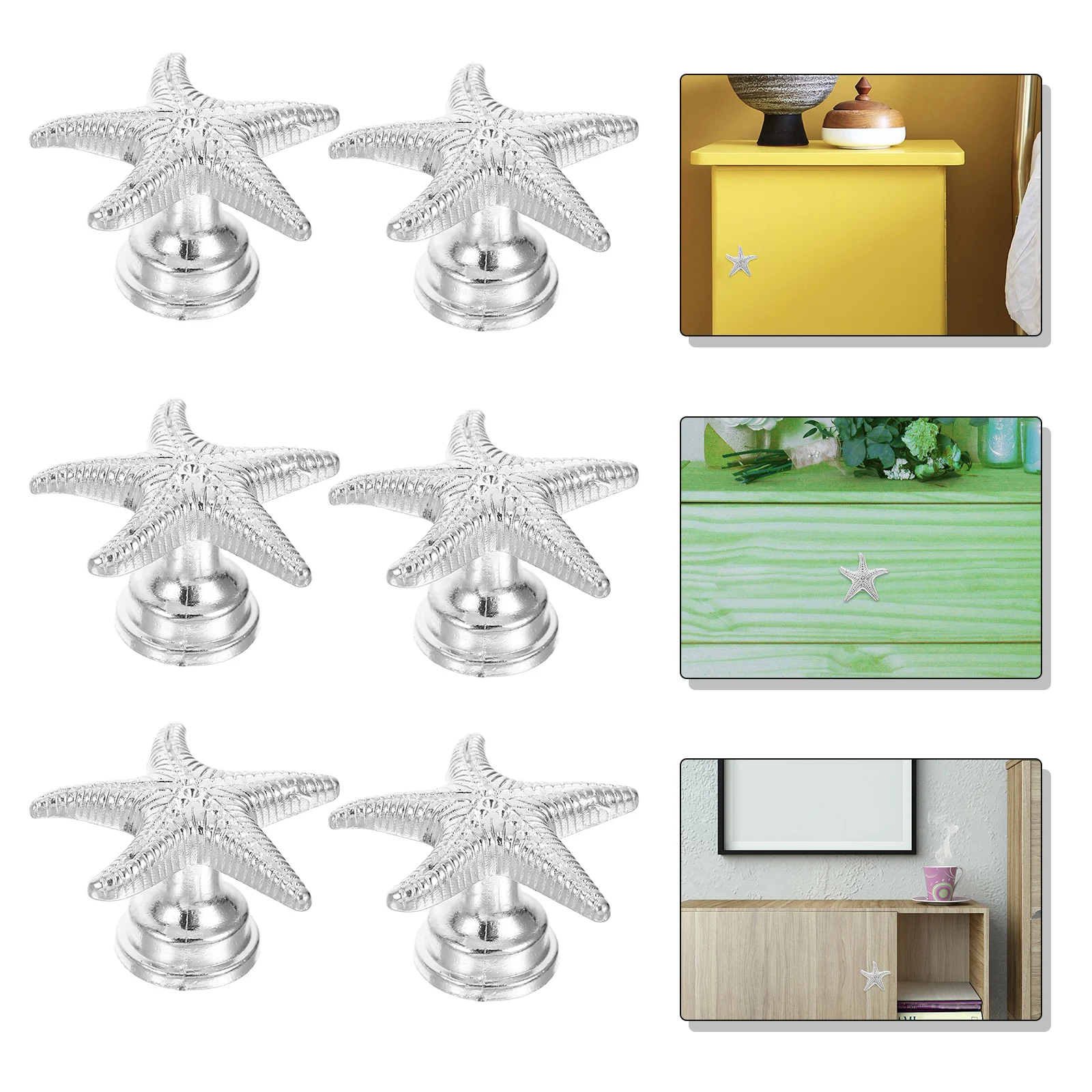 

6Pcs Zinc Alloy Cabinet Handles Sea Star Shape Modern Drawer Pulls for Kitchen Bedroom Decorative Knobs Sea Star Door Handle