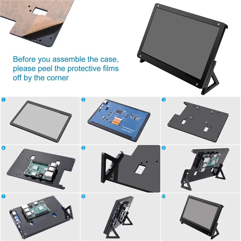 4 Stücke 7 Zoll LCD Acryl Halterung Fall Kontakt Bildschirm Fall Halter Halterung Für Raspberry Pi 3 Modell B +