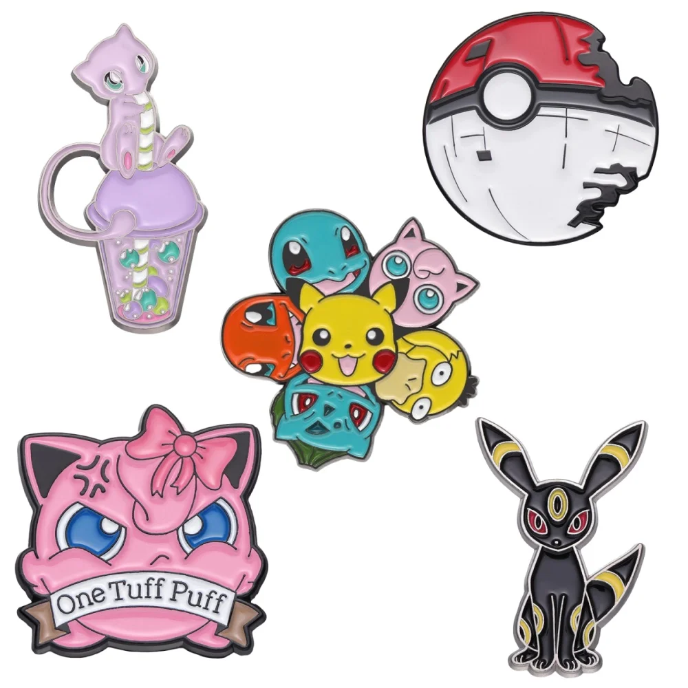 Anime Pokemon Enamel Pin Jigglypuff Eevee Mewtwo Badge Brooch Denim Clothes bag shoes Cute Animal kid Jewelry Gift  toy