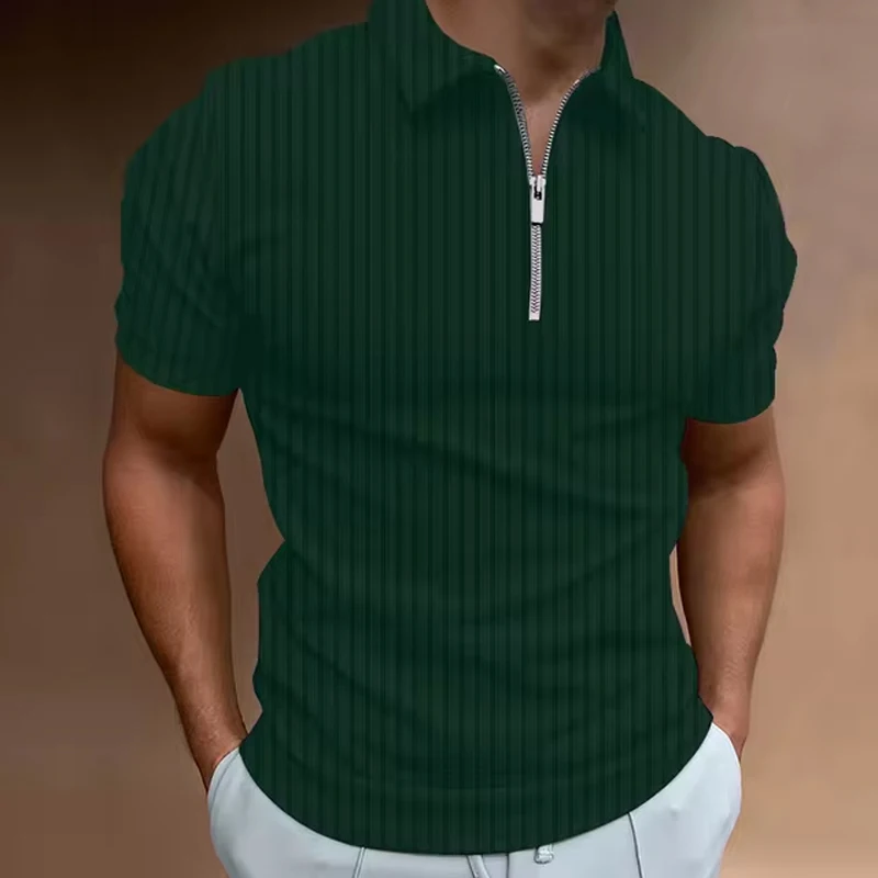 Men's Golf Shirt Quarter Zipper Polo Casual Holiday Lapel Short Sleeve T Shirt Fashion Basic Summer Regular Fit Polo Shirt image 3