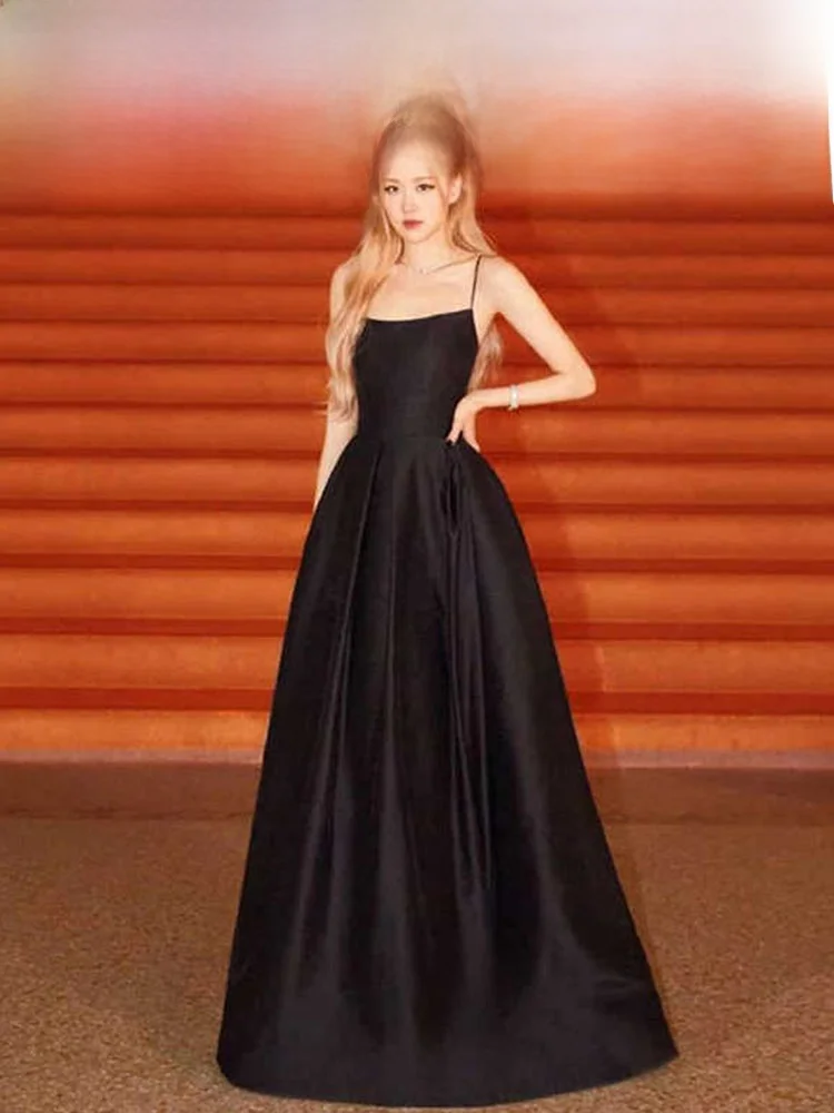 

Ele Bla Satin ter Dr Slimming Evening Gown for Par ow Performance Birthday Anniversary Ball Hosting