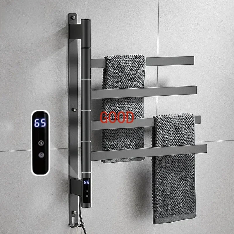 

Black/White/Gray Electric Heating Towel Rack Heat Dry Bathroom Towel,Bathroom Electric Towel Rack Touch Display,Rotatable