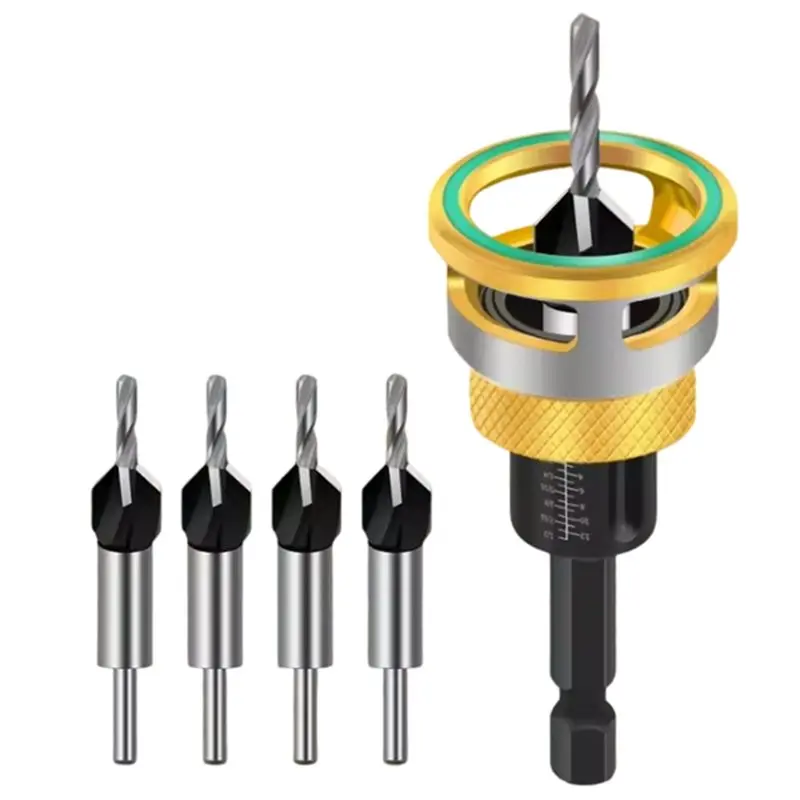 

ABKU-Premium M2 High-Speed Steel Chamfered Drill Bit Kit With Adjustable Depth Stop, Suitable For Wood And Aluminum.