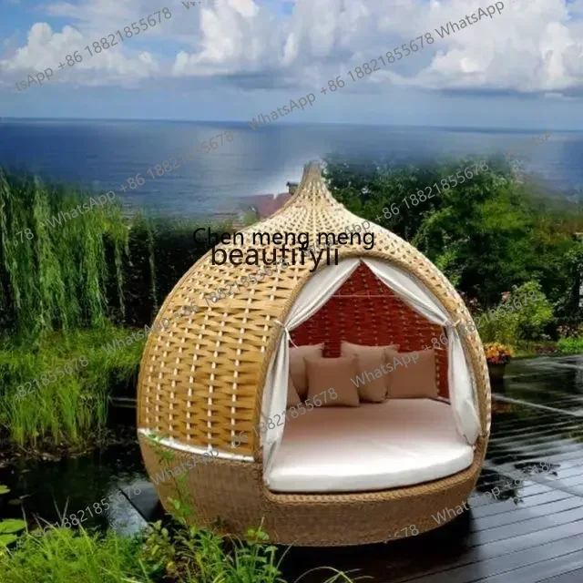 G153 Outdoor recliner bed rattan chair rattan hotel clubhouse balcony floor-to-ceiling swimming pool outdoor