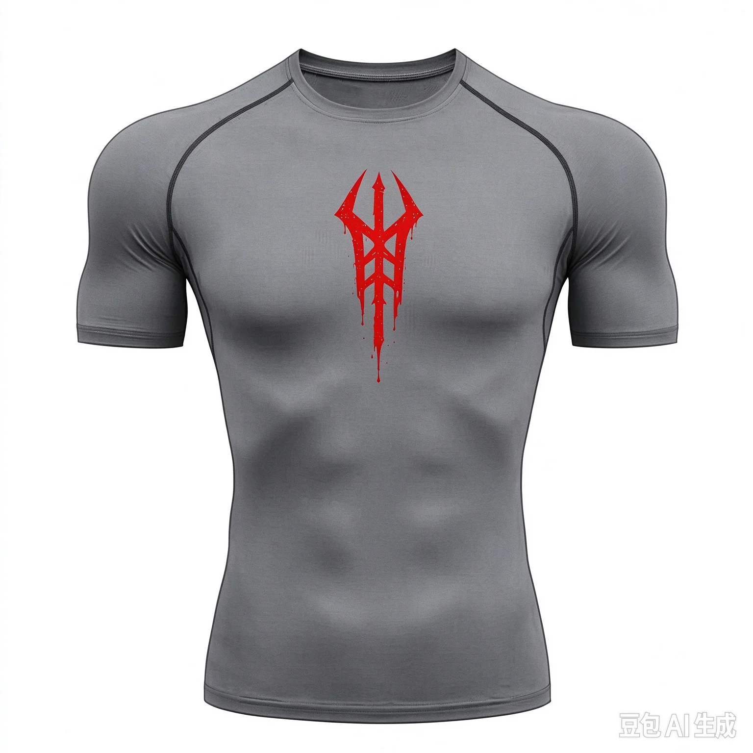 Men's printed tight fitting shirt summer short sleeved minimalist pattern gym exercise T-shirt sports quick drying base top