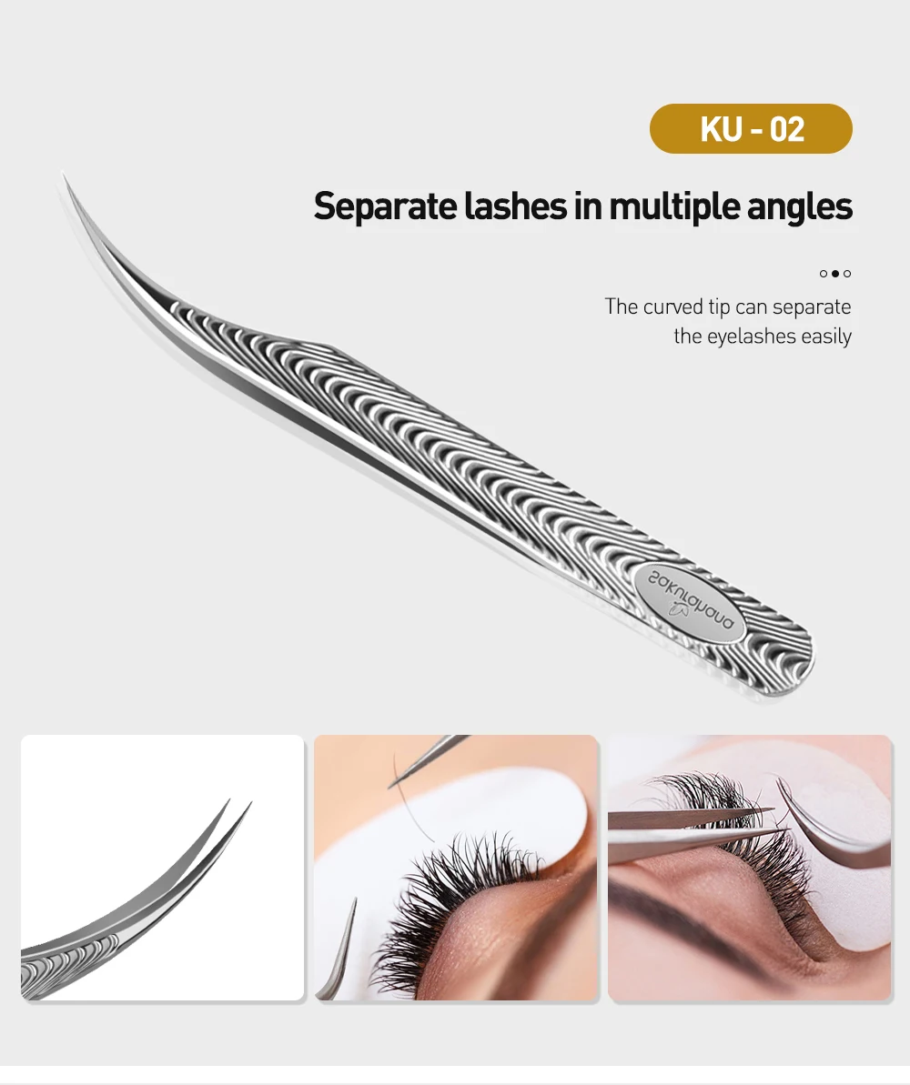 SAKURAHANA Antistatische Wimpernpinzette, professionelles, hochpräzises Volumenverlängerungs-Anti-Rutsch-Make-up-Werkzeug aus Edelstahl – Detail 6