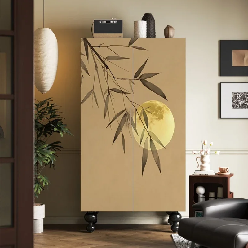 Retro wardrobe living room decorative cabinet, bedroom solid wood against the wall can store independent wardrobe