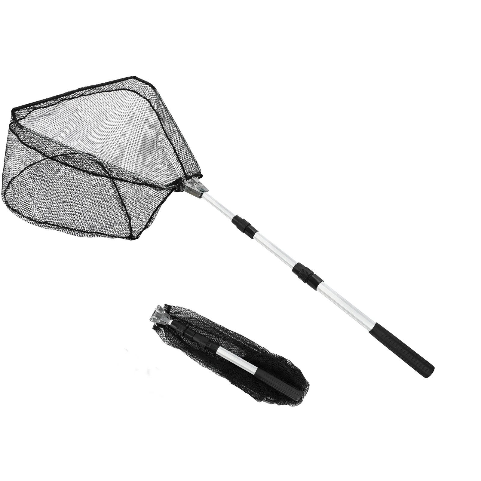 

SANLIKE Black Fishing Net Aluminium Tube Handle Pole Portable Retractable Folding Landing Mesh Rod Fishing Tool Accessories